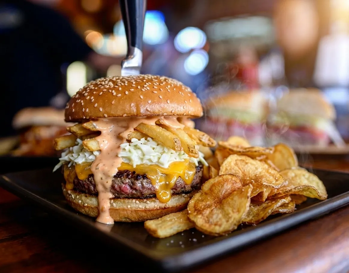 The Big Ben burger from Rizz's, ready for takeout
