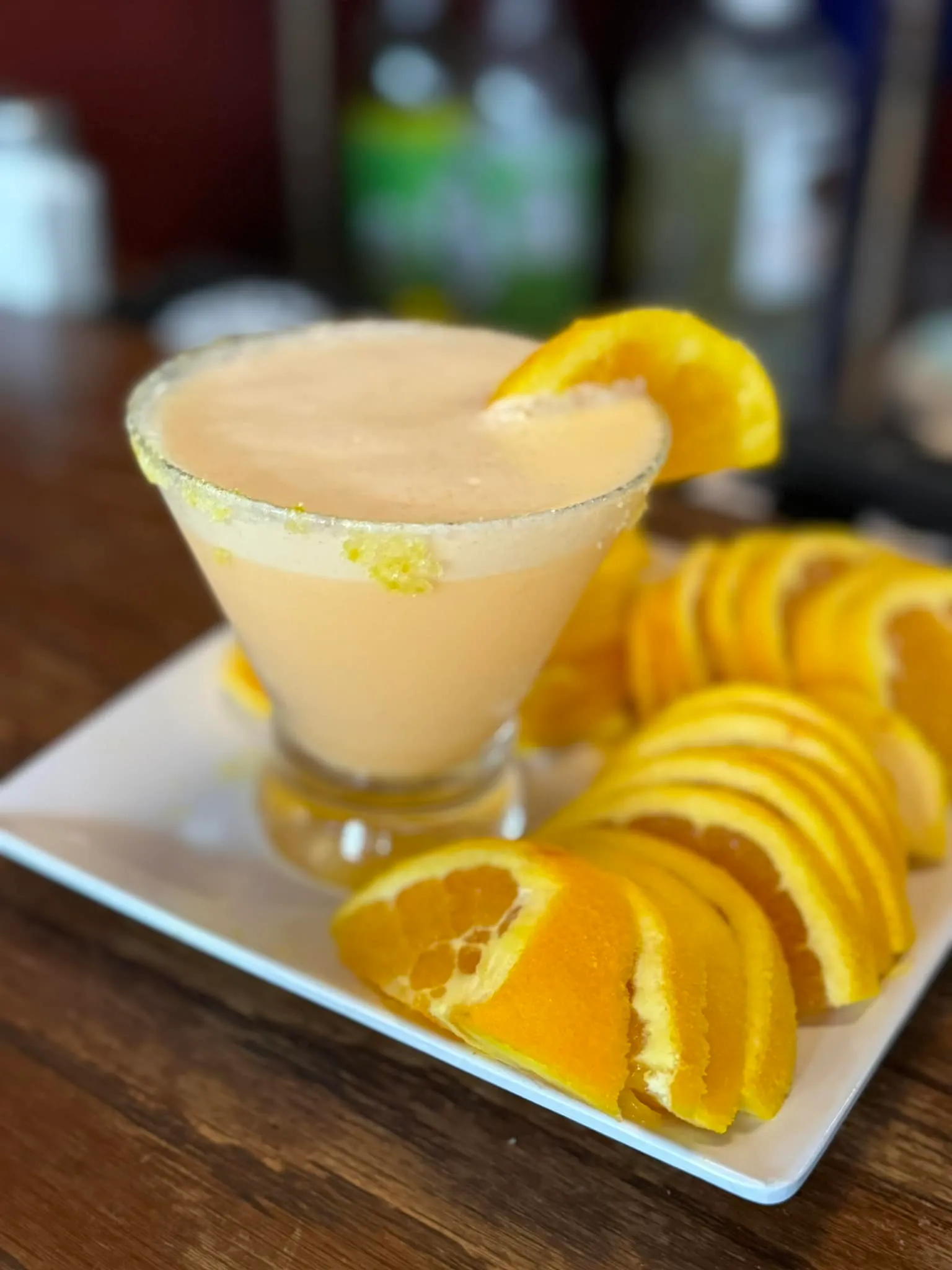 Creamsicle martini, orange-slice garnish