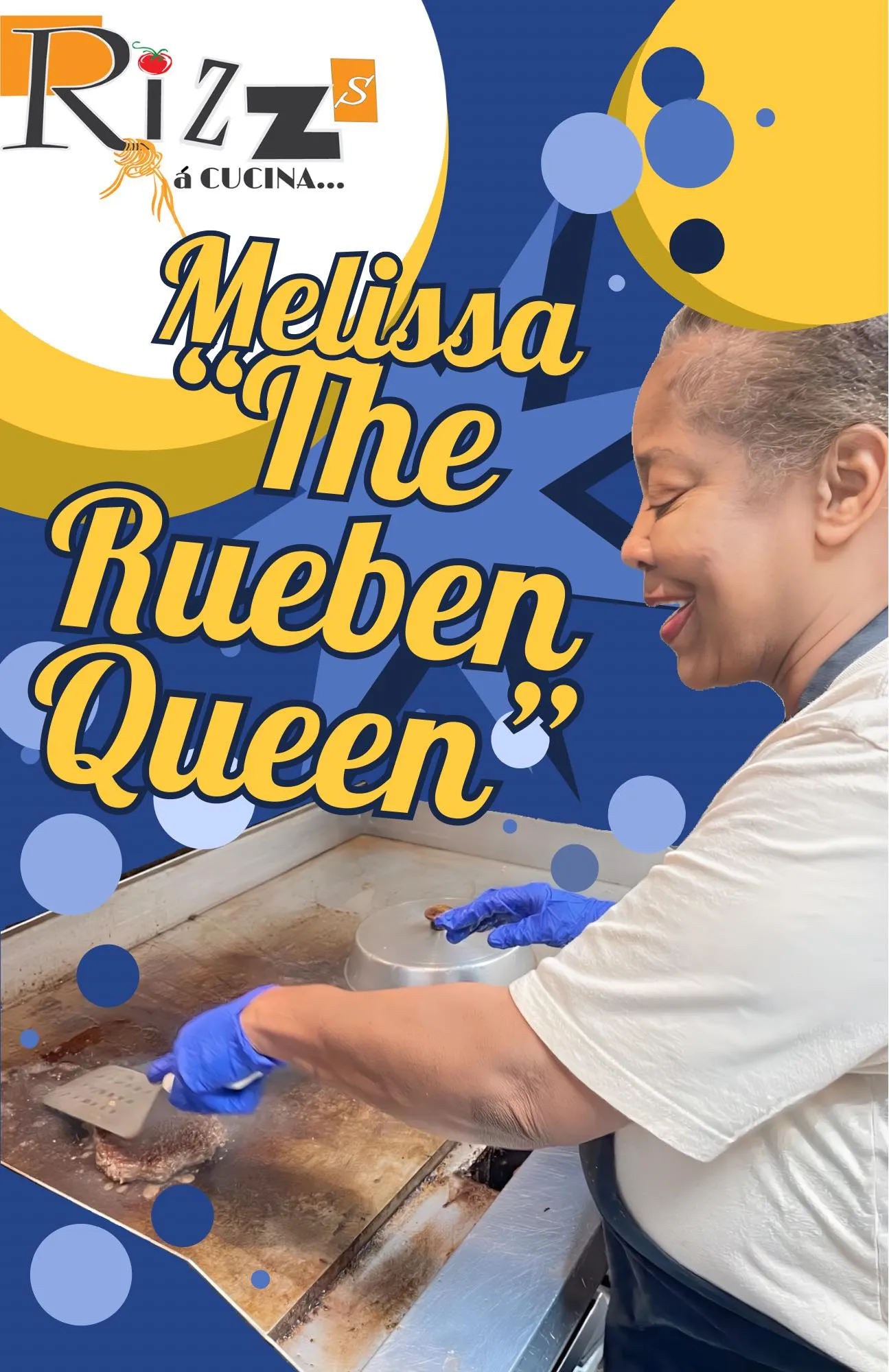 A Rizz's kitchen team member celebrating the house Reuben