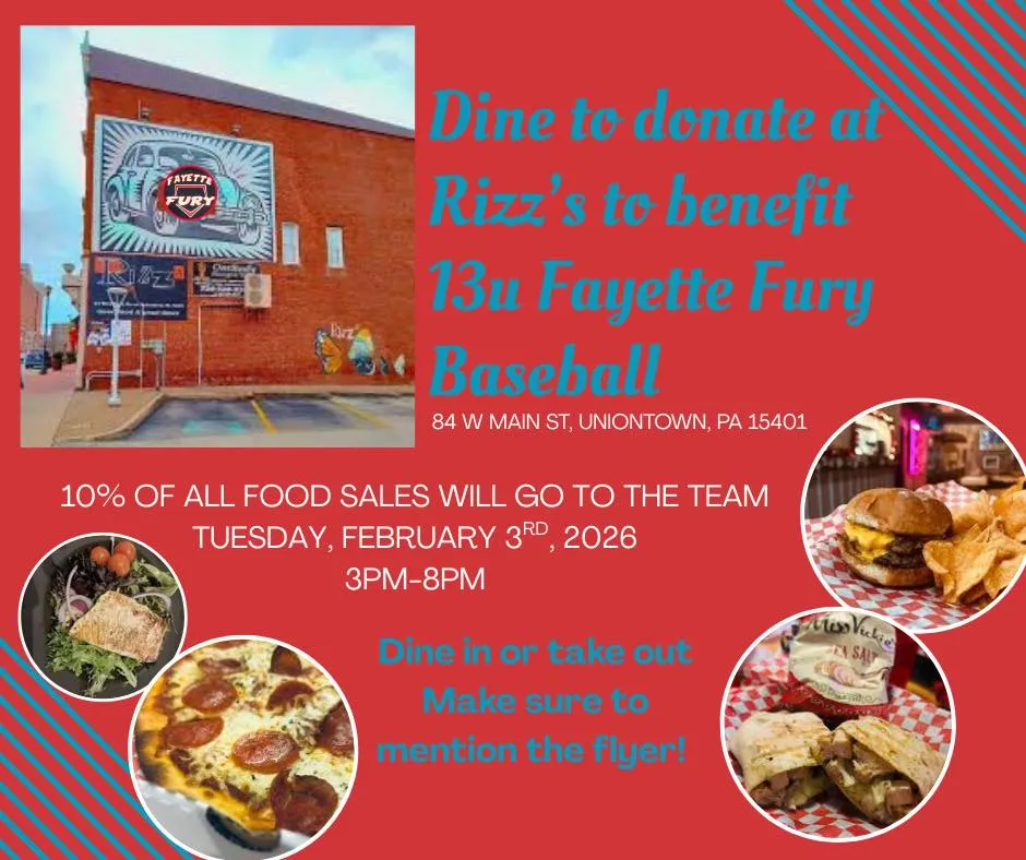13u Fayette Fury baseball dine-to-donate at Rizz's