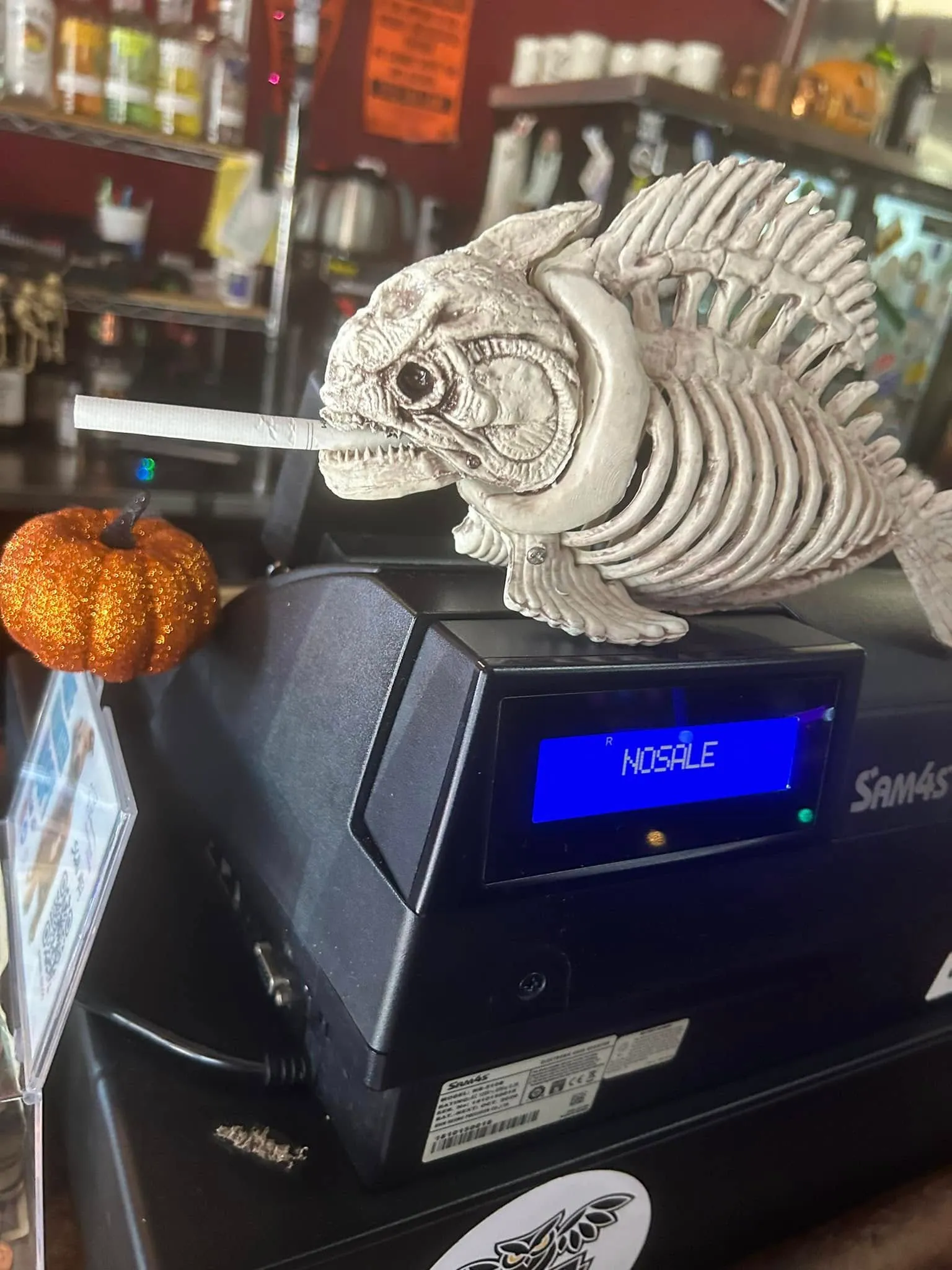 Skeleton on the fish register — Halloween